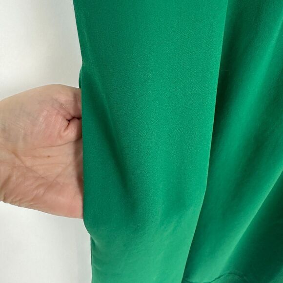 Maeve Anthropologie Pindot Della Ruffle Dress sz M in Kelly Green V Neck Retro - Picture 7 of 13